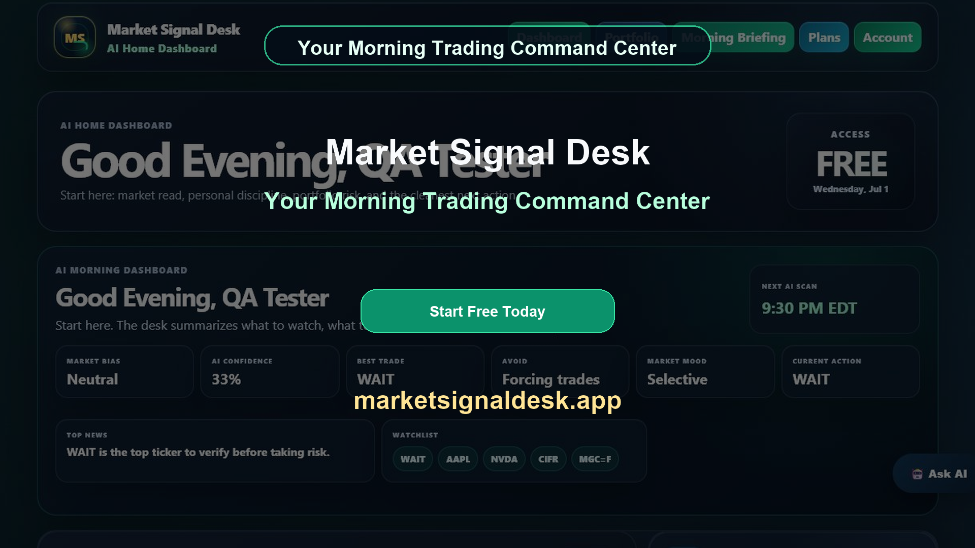 Market Signal Desk dashboard preview